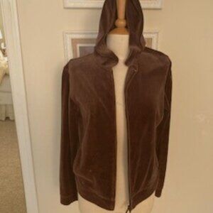 Express 2 piece Hooded Chocolate Brown Velour Jogging Suit Size XL elastic waist